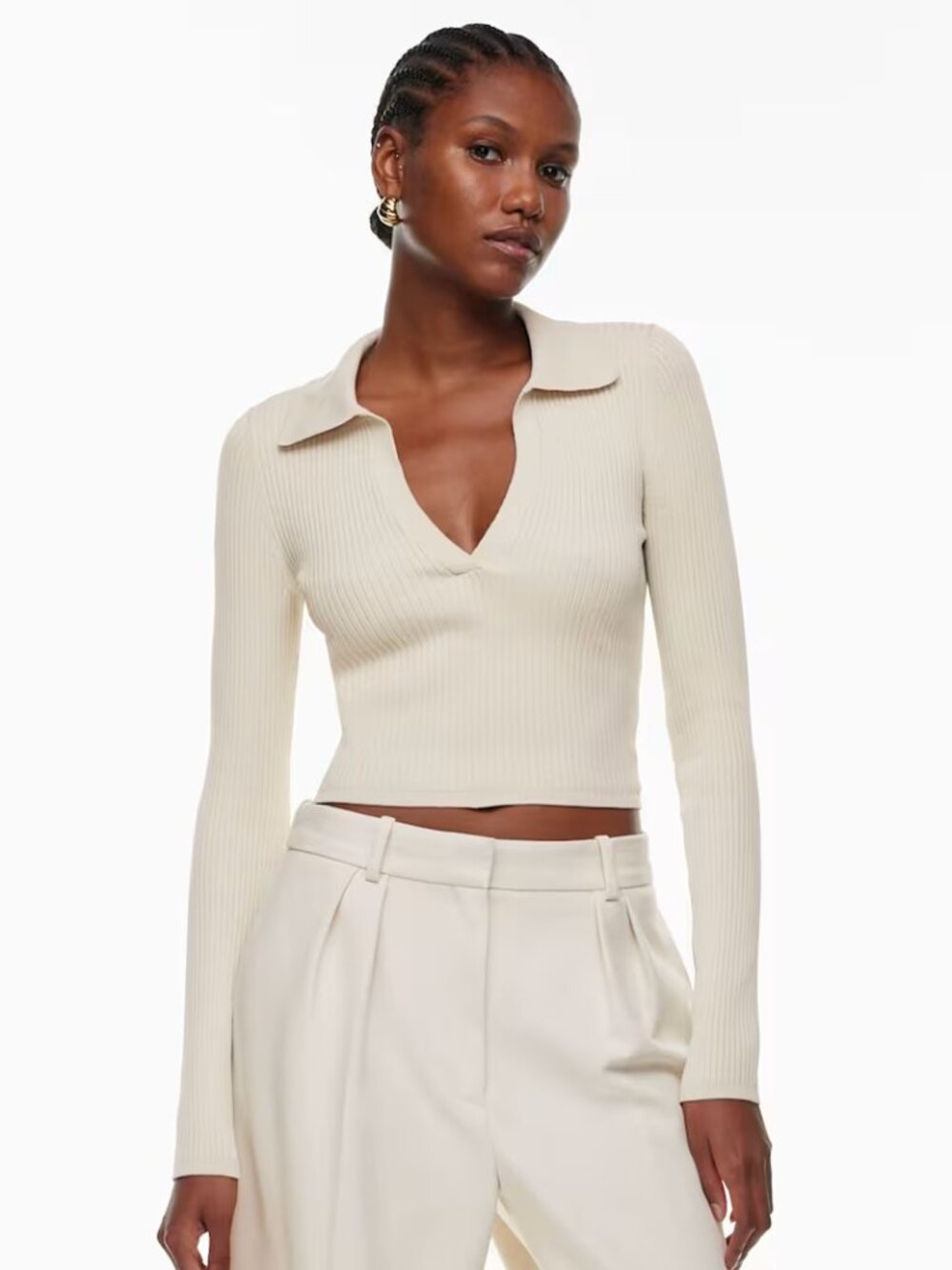 Aritzia- Babaton Sculpt Knit Polo Longsleeve